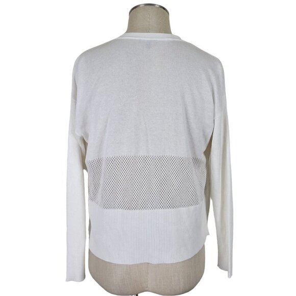 Vince Camuto Cardigan Size S Open Front Cut Out Center 3/4 Ribbed Sleeve White - Picture 3 of 9